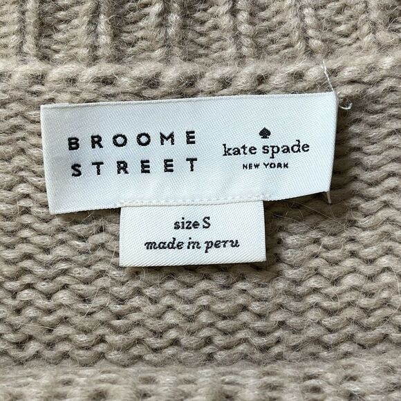 Kate Spade Broome Street Alpaca Tassel Fringe Pullover Sweater Tan Small Comfy - Picture 7 of 11
